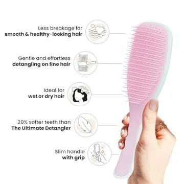 Tangle Teezer Fine & Fragile Ultimate Detangler Brush, Dry & Wet Hair Brush to Detangle & Reduce Breakage, Marshmallow Pink & Mint