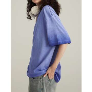 Dnzzs Mens T Shirts Acid Wash Vintage Oversized Heavyweight Cotton Tshirt Unisex Casual Summer Streetwear Tees Tops Blue