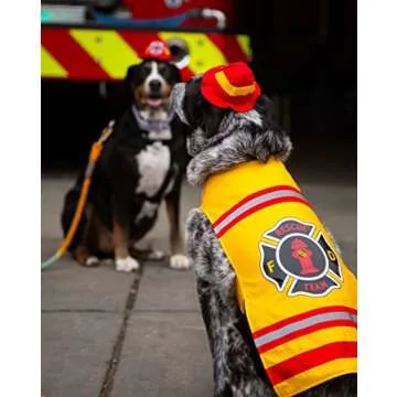 Pet Krewe X-Large Dog Firefighter Costume -Funny Halloween Pet Fireman Outfit Costumes for Fits Smal...