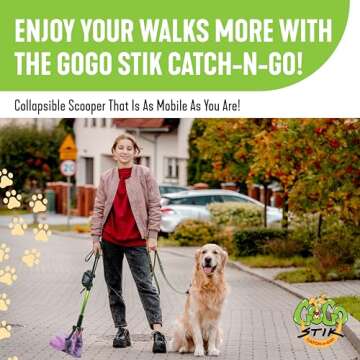 GoGo Stik, Catch-N-Go! Best Poo Catcher Scooper. Catch Poo on Walks. Alum Telescopic Handle, Strap-on Roll Bag Pouch Dispenser & Convenient Wrist Strap. Dootie Bags, Super Quick & Clean. 5-Yr Warranty