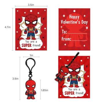 Dyatgerttide 24 Pack Valentines Day Cards for Kids with Key Chains for Valentine's Classroom Exchange, Valnetine's Day Gifts for Kids Party Favor, Game Prizes