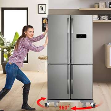 sanyi Mobile Fridge Stand Base, Washing Machine Stand with Wheels, Adjustable Furniture Dolly for Washer, Refrigerator and Dryer