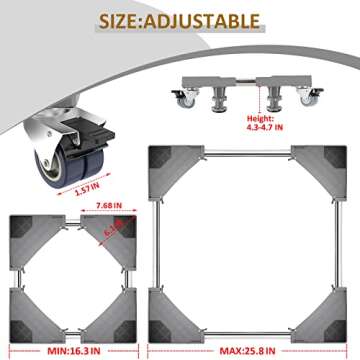 sanyi Mobile Fridge Stand Base, Washing Machine Stand with Wheels, Adjustable Furniture Dolly for Washer, Refrigerator and Dryer