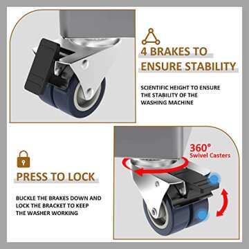 sanyi Mobile Fridge Stand Base, Washing Machine Stand with Wheels, Adjustable Furniture Dolly for Washer, Refrigerator and Dryer