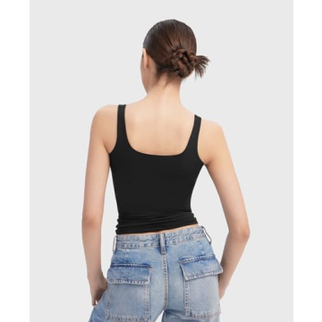 PUMIEY Tank Top Women Sleeveless Double-Lined Essential