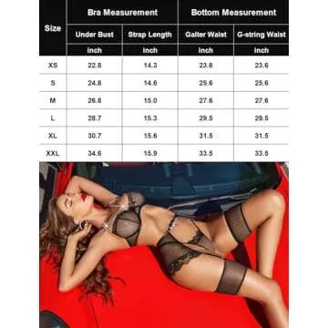 Avidlove Women's Exotic Lingerie Sets Sexy Womens Lingeries Lace Garter Belt Fishnet 4 Piece (Black,M)