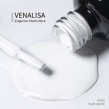 VENALISA Gel Nail Polish, 12ml Pure White Color Soak Off UV LED Nail Gel Polish Nail Art Starter Manicure Salon DIY at Home, 0.43 OZ