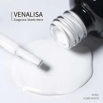 VENALISA Gel Nail Polish, 12ml Pure White Color Soak Off UV LED Nail Gel Polish Nail Art Starter Manicure Salon DIY at Home, 0.43 OZ