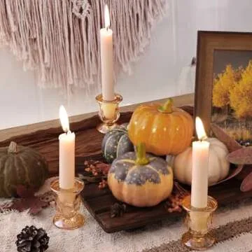 Letine Gold Candlestick Holders Set of 12-2.5" H Taper Candle Holders Bulk -Gold Glass Candle Holder...