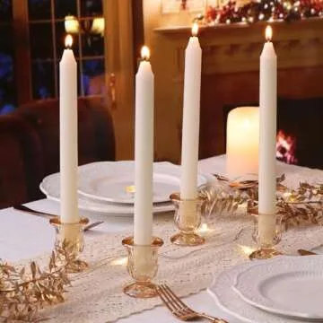 Letine Gold Candlestick Holders Set of 12-2.5" H Taper Candle Holders Bulk -Gold Glass Candle Holder for Thanksgiving, Christmas, Rustic Wedding Centerpieces, Party Decor