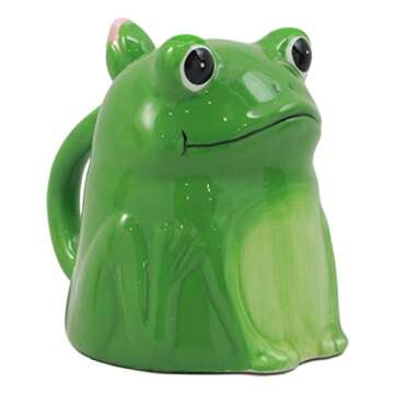 Ebros Topsy Turvy Ceramic Green Frog With Water Lily Handle Coffee Mug Drink Cup 11oz Animal Toads Or Frogs Decor Collectible Kitchen Accessory