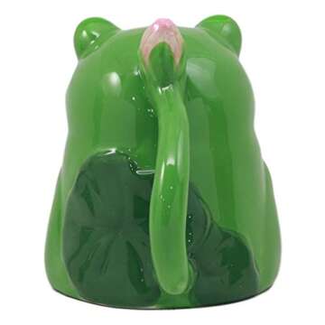 Ebros Topsy Turvy Ceramic Green Frog With Water Lily Handle Coffee Mug Drink Cup 11oz Animal Toads Or Frogs Decor Collectible Kitchen Accessory