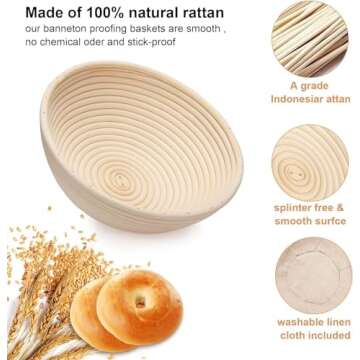 HOMEDISIAC Banneton Bread Proofing Basket Set for Sourdough