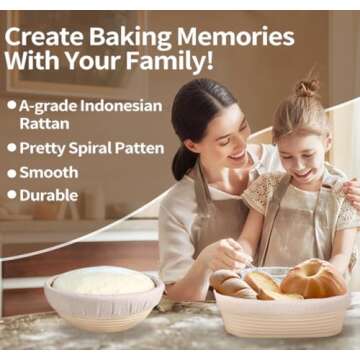 HOMEDISIAC Banneton Bread Proofing Basket Set for Sourdough