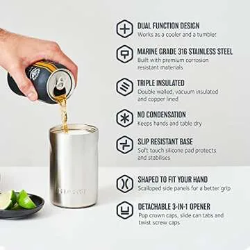 Huski Beer Cooler 2.0 | NEW | Premium Can and Bottle Holder | Triple Insulated Marine Grade Stainless Steel | Detachable 3-in-1 Opener | Works as a Tumbler | Best Gifts for Beer Lovers (Powder Pink)