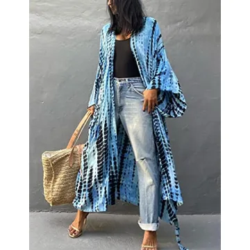 Stylish Women's Beach Coverups Long Kimono Robe for Summer Fun