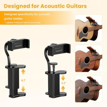Fibnek Guitar Phone Holder for Acoustic Guitars and More