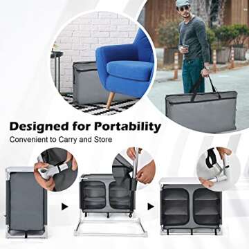 Giantex Camping Cook Table Kitchen Station with Storage Organizer and Carrying Bag, for BBQ Party Picnics Backyards and Tailgating, Portable Outdoor Aluminum Cooking BBQ Table (Grey)