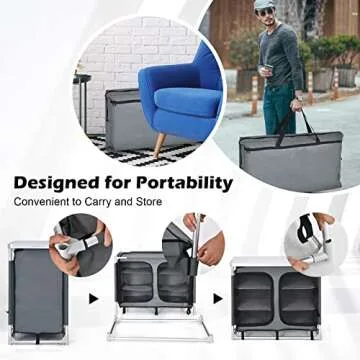 Giantex Camping Cook Table Kitchen Station with Storage Organizer and Carrying Bag, for BBQ Party Picnics Backyards and Tailgating, Portable Outdoor Aluminum Cooking BBQ Table (Grey)