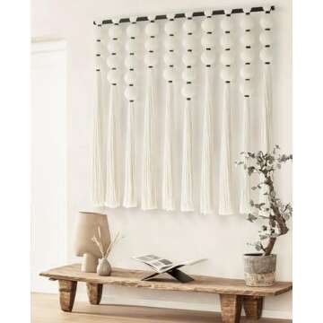 IOWER Large Macrame Wall Hanging Macrame Wall Decor Sphericity Cotton Textile Wall Hanging Boho Wall...