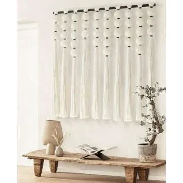 IOWER Large Macrame Wall Hanging Macrame Wall Decor Sphericity Cotton Textile Wall Hanging Boho Wall...