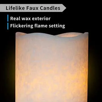 FURORA LIGHTING LED Flameless Candles with Remote Control, White in Set of 8, Real Wax Battery Operated Pillars and Votives LED Candles with Flickering Flame and Timer Featured