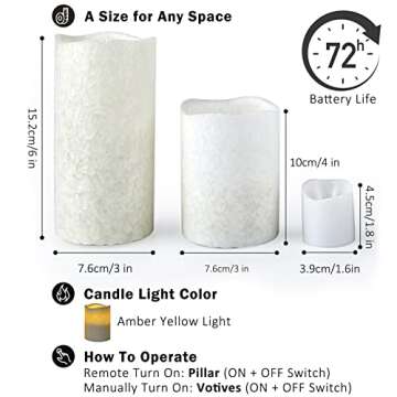 FURORA LIGHTING LED Flameless Candles with Remote Control, White in Set of 8, Real Wax Battery Operated Pillars and Votives LED Candles with Flickering Flame and Timer Featured