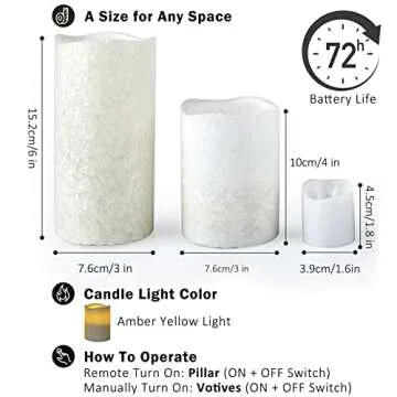 FURORA LIGHTING LED Flameless Candles with Remote Control, White in Set of 8, Real Wax Battery Operated Pillars and Votives LED Candles with Flickering Flame and Timer Featured