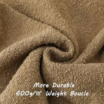 FUTEI Pack of 2 Khaki Boucle Accent Decorative Throw Pillow Covers, 18x18 Inch Soft Solid Textured C...