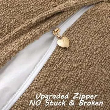 FUTEI Khaki Boucle Decorative Pillow Covers, 18x18 Inch