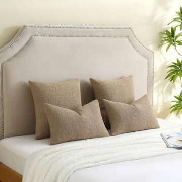 FUTEI Khaki Boucle Decorative Pillow Covers, 18x18 Inch