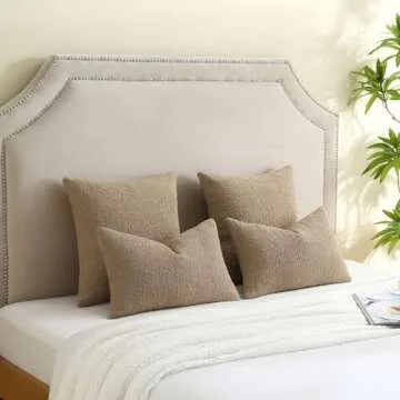 FUTEI Khaki Boucle Decorative Pillow Covers, 18x18 Inch