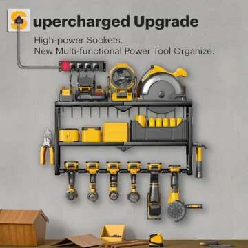 Spampur Power Tool Organizer Wall Mount with Charging Station, 4/6/8 Slots for Cordless Drill, Tool ...