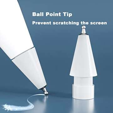 Upgraded Fine Point Pen Like Writing Pencil Tips Compatible with Apple Pencil Gen 1st,2nd, Paper-Feel Wear Out Resistance Ipad Pencil Nibs fits for Apple iPad Pro Pen,2 Pack White