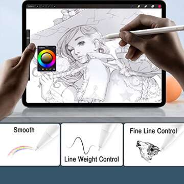 Upgraded Fine Point Pen Like Writing Pencil Tips Compatible with Apple Pencil Gen 1st,2nd, Paper-Feel Wear Out Resistance Ipad Pencil Nibs fits for Apple iPad Pro Pen,2 Pack White