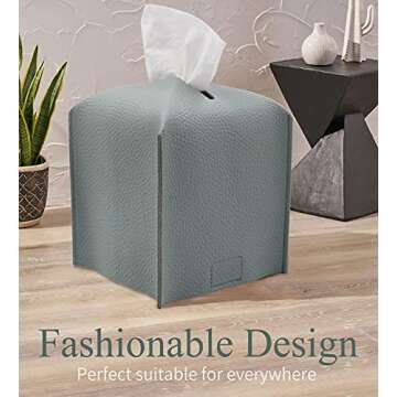 Livelab Tissue Box Cover Holder, Square Modern Decoration PU Leather Facial Tissues Case Roll Paper ...