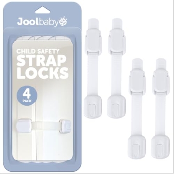 Jool Baby Child Safety Strap Locks – 4 Pack for Cabinets, Trash Cans, & More