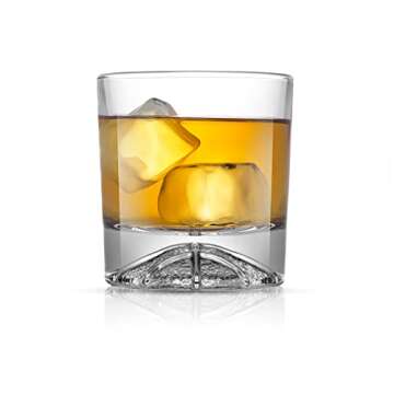 JoyJolt Swish Crystal Whiskey Glasses Set 4 'Basketball' Whiskey Glass. 10oz Old Fashioned Glass. Ro...