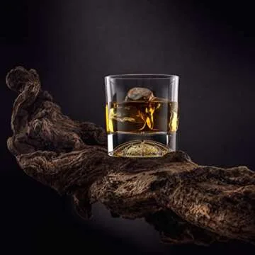 JoyJolt Swish Crystal Whiskey Glasses Set 4 'Basketball' Whiskey Glass. 10oz Old Fashioned Glass. Rocks Glass Scotch Glasses, Bourbon Glass Tumbler, Liquor Drink Glasses or Short Cocktail Glass