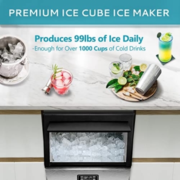 EUHOMY 99lbs Ice Maker - Stainless Steel & Versatile