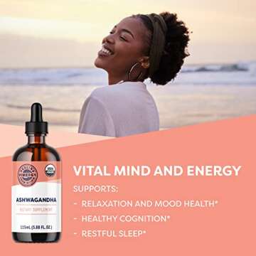Vimergy USDA Organic Ashwagandha Liquid Extract, 57 Servings –Stress Supplement Drops – Adaptoge...