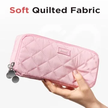 Sooez Extra Big Quilted Pencil Case Pouch with Zipper