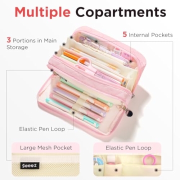 Sooez Extra Big Quilted Pencil Case Pouch with Zipper