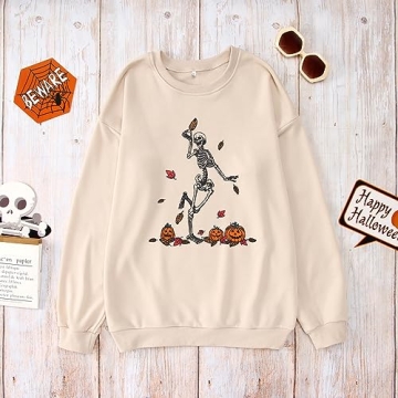 SOFEON Halloween Skeleton Sweatshirt for Women