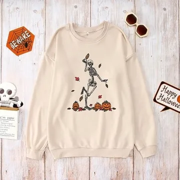 SOFEON Halloween Skeleton Sweatshirt for Women