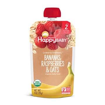 Happy Baby Organics Stage 2 Baby Food Pouches, Gluten Free, Vegan & Healthy Snack, Clearly Crafted F...