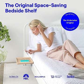 BedShelfie Bedside Shelf for Bunk Bed & Top Bunk, College Dorm Room Essentials, Loft Nightstand, Flo...