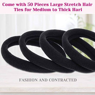 Anezus 50 Thick Black Hair Ties for All Hair Types