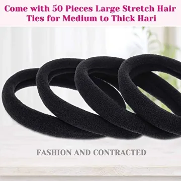 Anezus 50 Thick Black Hair Ties for All Hair Types