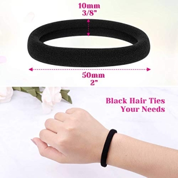Anezus 50 Thick Black Hair Ties for All Hair Types